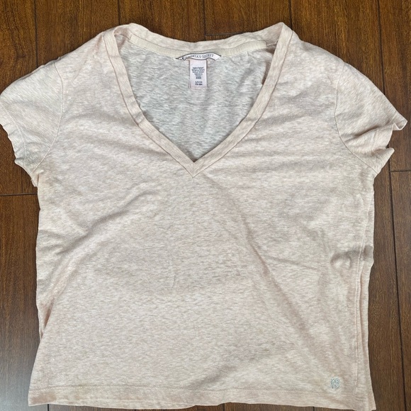 Victoria's Secret Cotton Blend Shimmers V-Neck Short Sleeve Tee Medium - Picture 1 of 5
